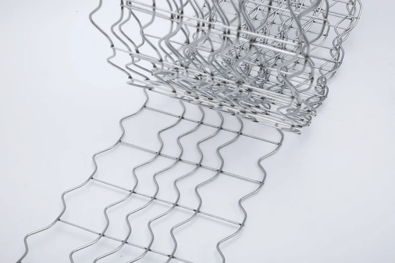 Angled view of coiled mesh and its extended section